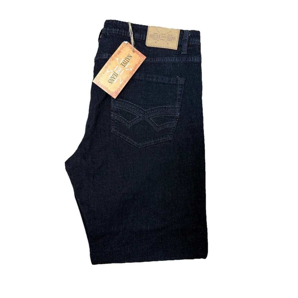 NWT Native Jeans Mens 36x32 Black Slim Fit Low Level Waist Straight Stretch